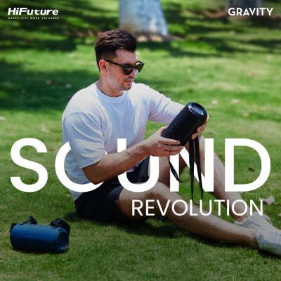 HiFuture Gravity RGB BT 5.3 45W IPX7 Taşınabilir Stereo Bluetooth Hoparlör Siyah - 9