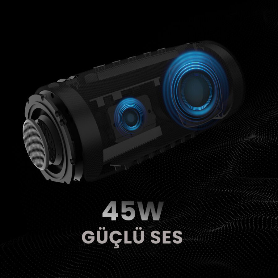 HiFuture Gravity RGB BT 5.3 45W IPX7 Taşınabilir Stereo Bluetooth Hoparlör Siyah - 11