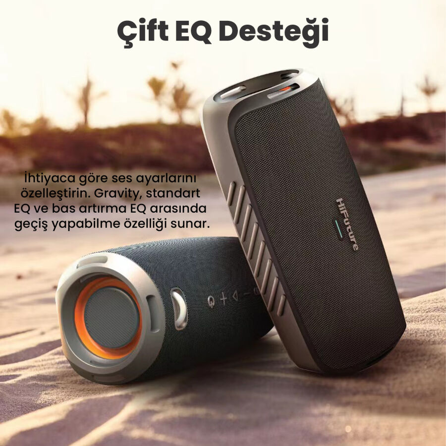 HiFuture Gravity RGB BT 5.3 45W IPX7 Taşınabilir Stereo Bluetooth Hoparlör Siyah - 8