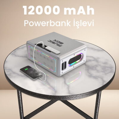 HiFuture MusicBox 2 Mikrofonlu TWS Karaoke Kablosuz 100W Hoparlör RGB Aydınlatmalı Gümüş - 4