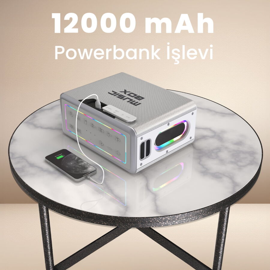 HiFuture MusicBox 2 Mikrofonlu TWS Karaoke Kablosuz 100W Hoparlör RGB Aydınlatmalı Gümüş - 4