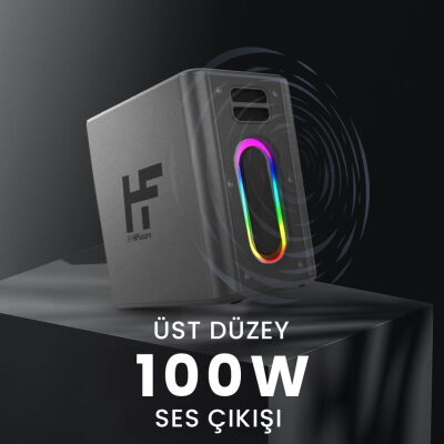 HiFuture MusicBox 2 Mikrofonlu TWS Karaoke Kablosuz 100W Hoparlör RGB Aydınlatmalı Gümüş - 5