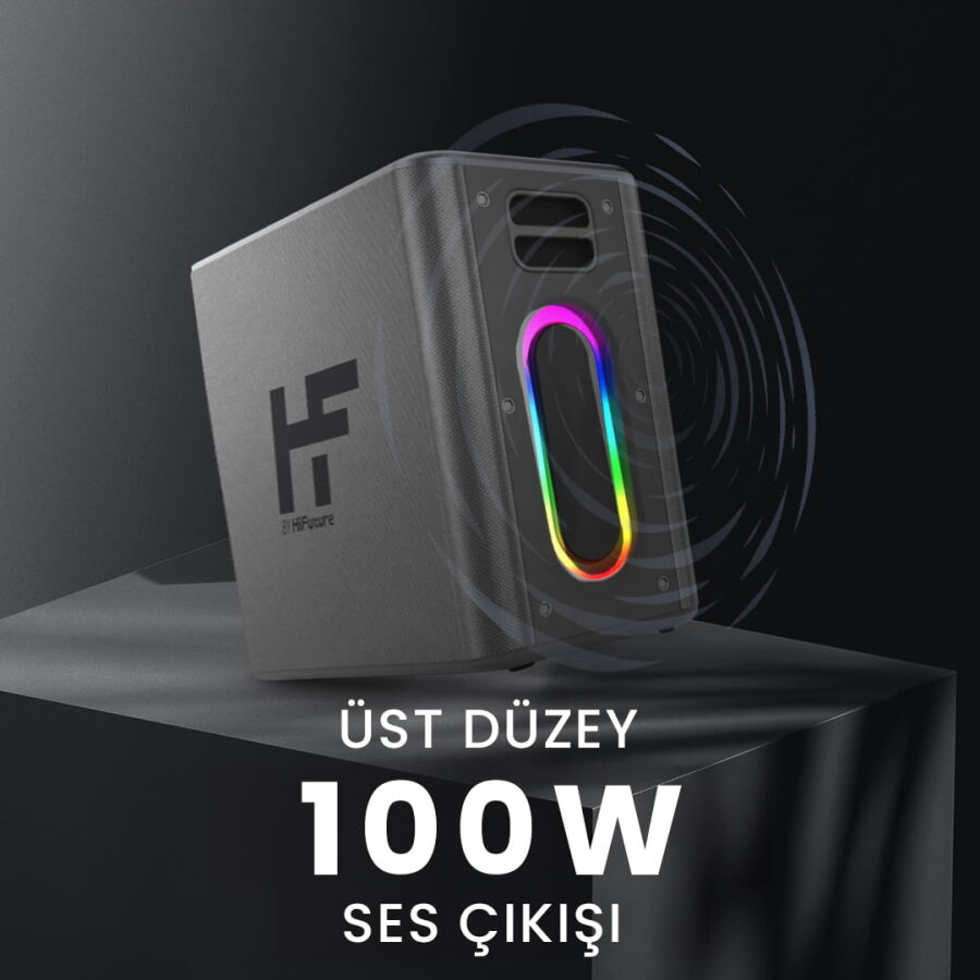 HiFuture MusicBox 2 Mikrofonlu TWS Karaoke Kablosuz 100W Hoparlör RGB Aydınlatmalı Gümüş - 5
