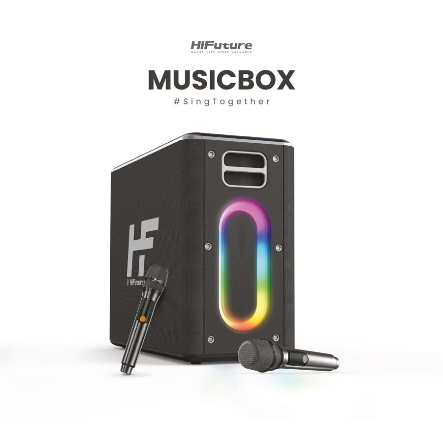 HiFuture MusicBox 2 Mikrofonlu TWS Karaoke Kablosuz 100W Hoparlör RGB Aydınlatmalı Siyah - 3