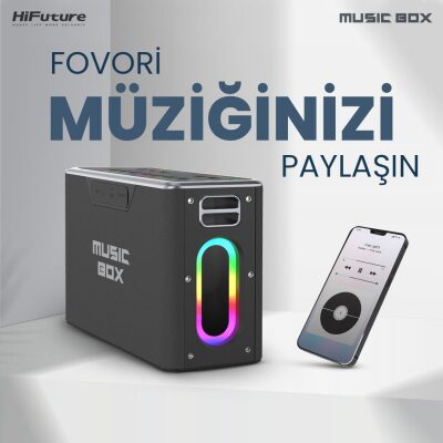 HiFuture MusicBox 2 Mikrofonlu TWS Karaoke Kablosuz 100W Hoparlör RGB Aydınlatmalı Siyah - 7