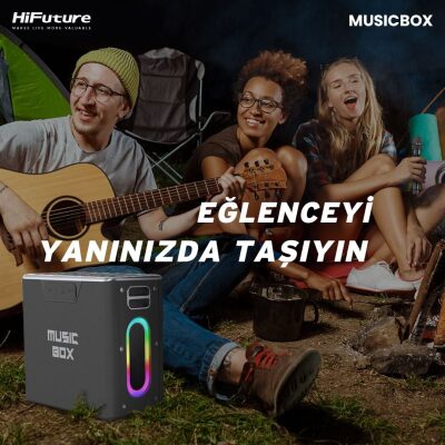 HiFuture MusicBox 2 Mikrofonlu TWS Karaoke Kablosuz 100W Hoparlör RGB Aydınlatmalı Siyah - 8