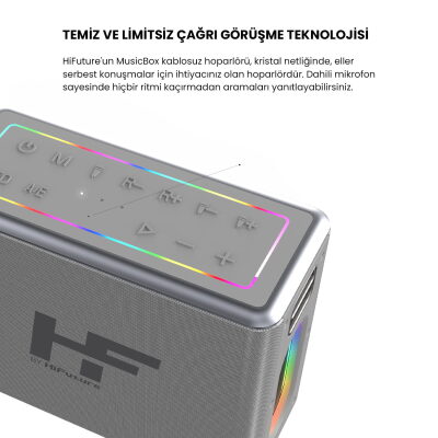HiFuture MusicBox 2 Mikrofonlu TWS Karaoke Kablosuz 100W Hoparlör RGB Aydınlatmalı Siyah - 11