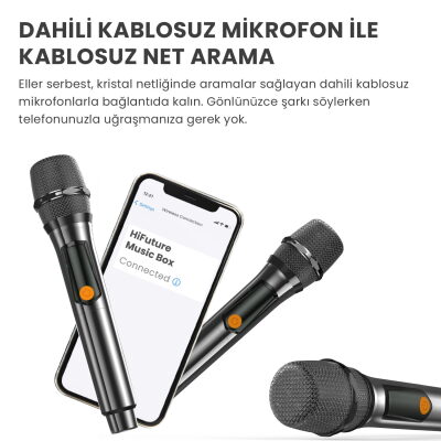 HiFuture MusicBox 2 Mikrofonlu TWS Karaoke Kablosuz 100W Hoparlör RGB Aydınlatmalı Siyah - 15