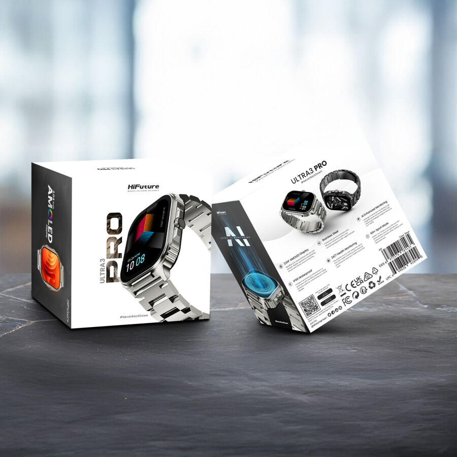 HiFuture Ultra3 PRO Bluetooth 5.3 AMOLED Ekran IP68 Su Geçirmez Sağlık ve Spor Takibi Akıllı Saat Siyah - 8