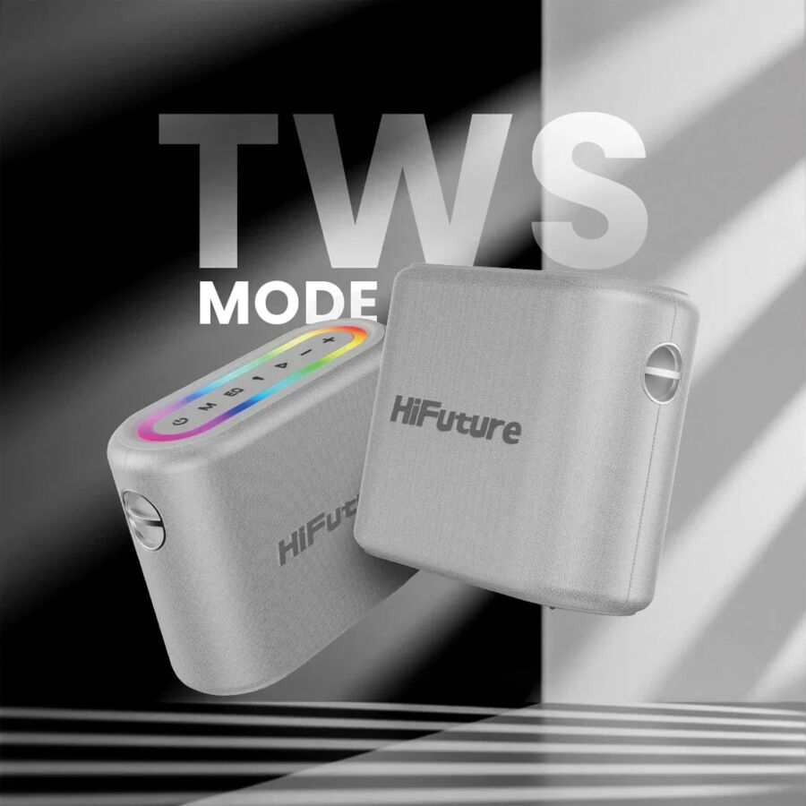 HiFuture Vocalist 200 Bluetooth 100W RGB Aydınlatmalı Taşınabilir Karaoke Sistemi Hoparlör Mikrofonlu Kablosuz Gümüş - 9