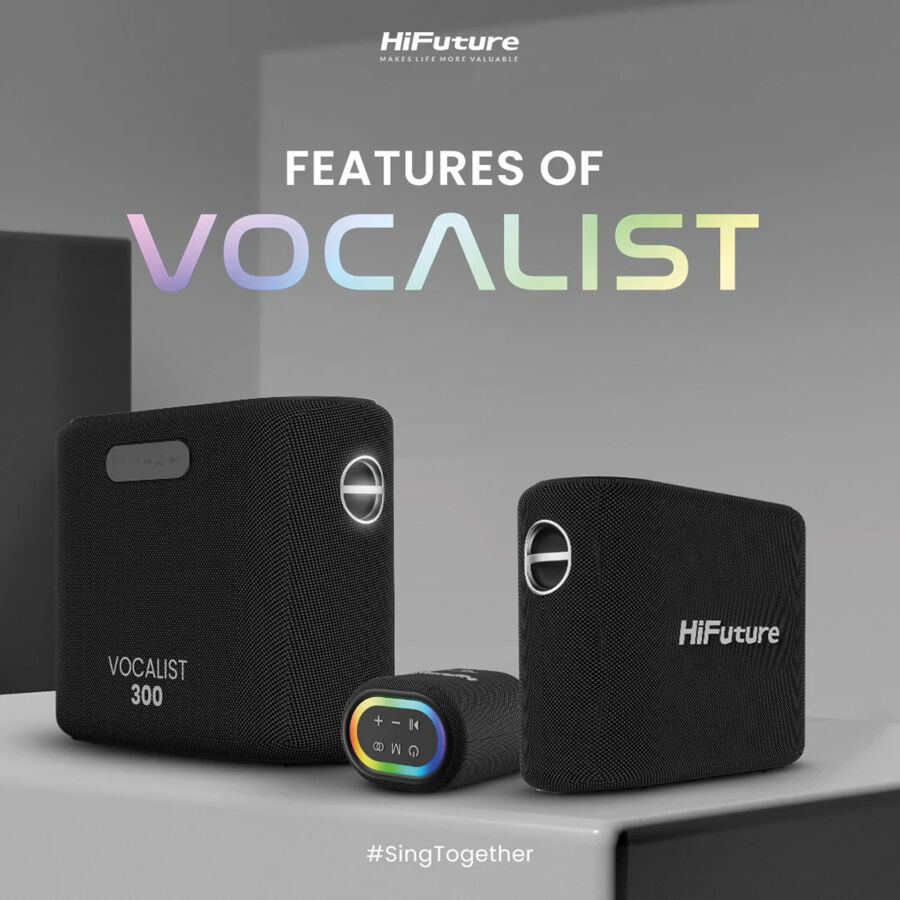 HiFuture Vocalist 200 Bluetooth 100W RGB Aydınlatmalı Taşınabilir Karaoke Sistemi Hoparlör Mikrofonlu Kablosuz Gümüş - 12