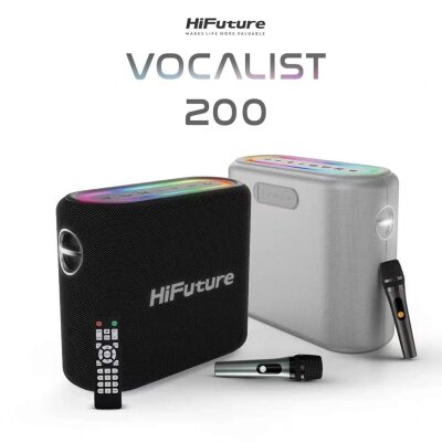 HiFuture Vocalist 200 Bluetooth 100W RGB Aydınlatmalı Taşınabilir Karaoke Sistemi Hoparlör Mikrofonlu Kablosuz Siyah - 8