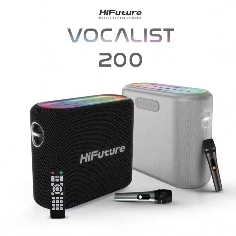 HiFuture Vocalist 200 Bluetooth 100W RGB Aydınlatmalı Taşınabilir Karaoke Sistemi Hoparlör Mikrofonlu Kablosuz Siyah - 8