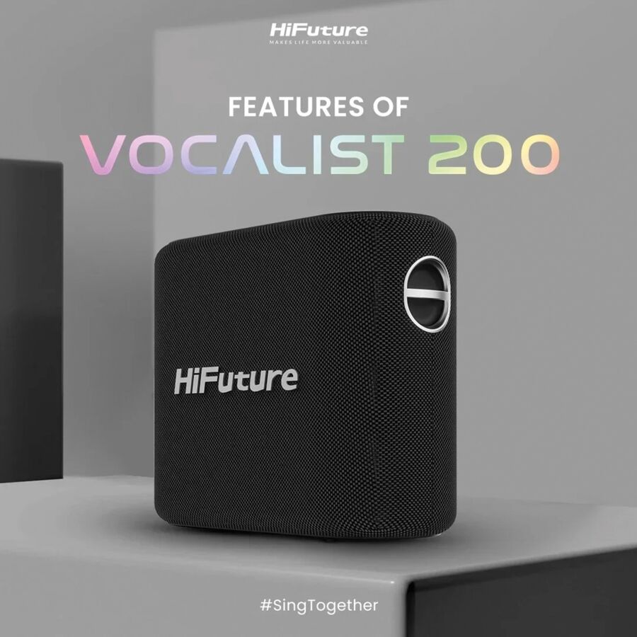 HiFuture Vocalist 200 Bluetooth 100W RGB Aydınlatmalı Taşınabilir Karaoke Sistemi Hoparlör Mikrofonlu Kablosuz Siyah - 9
