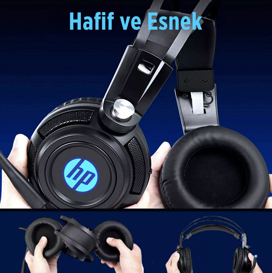 HP H200 Işıklı Mikrofonlu Kulak Üstü Gaming Kulaklık - 3