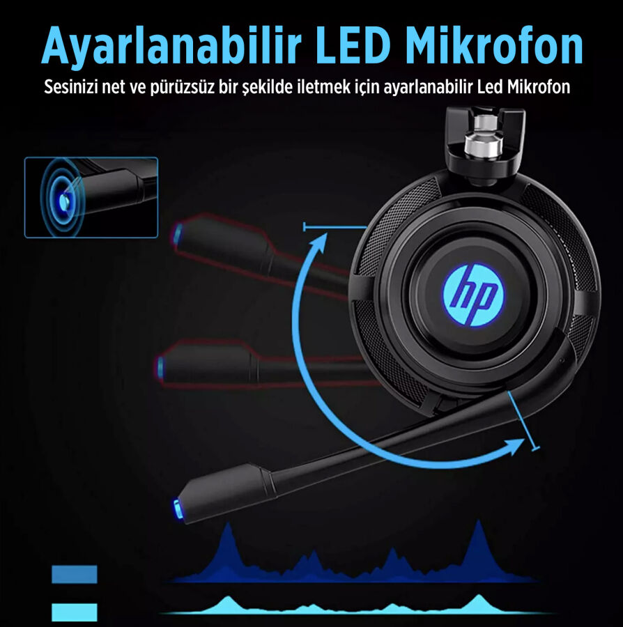 HP H200 Işıklı Mikrofonlu Kulak Üstü Gaming Kulaklık - 5
