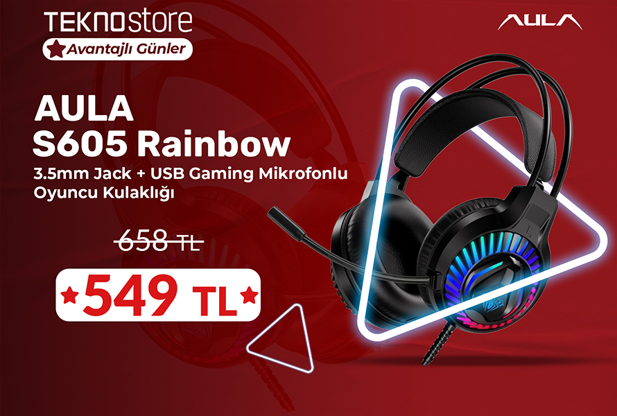 Aula S605 Rainbow 3.5mm Jack + USB Gaming Mikrofonlu Oyuncu Kulaklığı