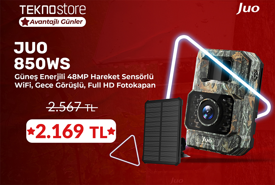 Juo 850WS Güneş Enerjili Fotokapan 48MP Full HD WiFi Hareket Sensörlü Gece Görüşlü IP66 Su Geçirmez