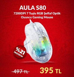 Aula S80 7200DPI 7 Tuşlu RGB Şeffaf Optik Oyuncu Gaming Mouse