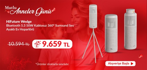 HiFuture Wedge Bluetooth 5.3 50W Kablosuz Ayaklı Ev Hoparlörü 360° Surround Ses Bej
