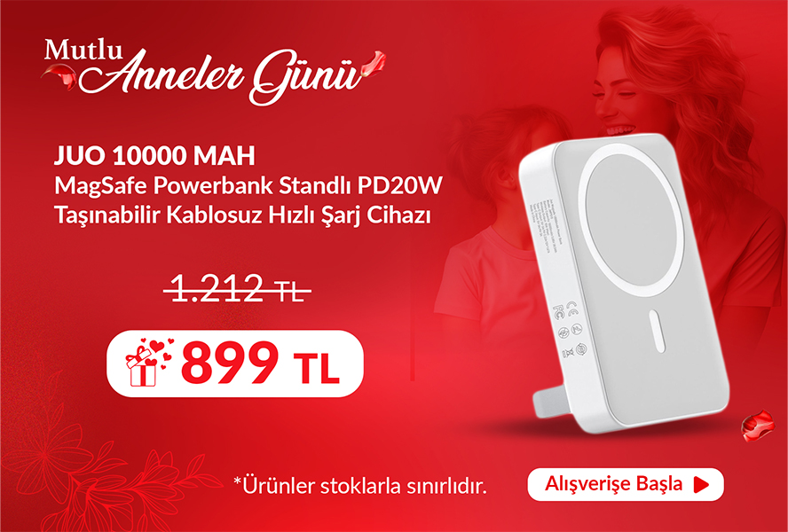 Juo 10000 mAh MagSafe Powerbank Standlı PD20W Taşınabilir Kablosuz Hızlı Şarj Cihazı Beyaz