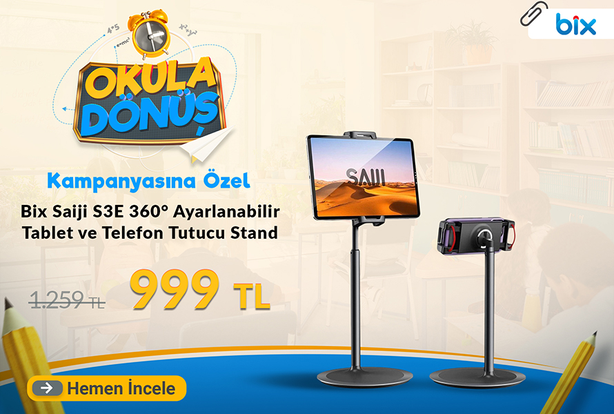 Bix Saiji S3E 360° Ayarlanabilir Tablet ve Telefon Tutucu Stand Siyah