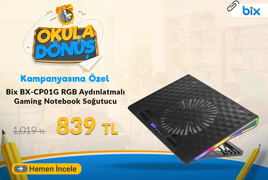 Bix BX-CP01G RGB Aydınlatmalı Gaming Notebook Soğutucu