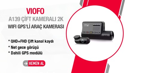 Viofo A139 Çift Kameralı WiFi GPS Modüllü 2K Araç Kamerası
