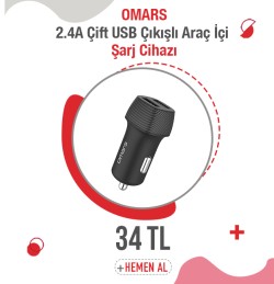 Omars 2.4A Çift USB Çıkışlı Araç içi Şarj Cihazı