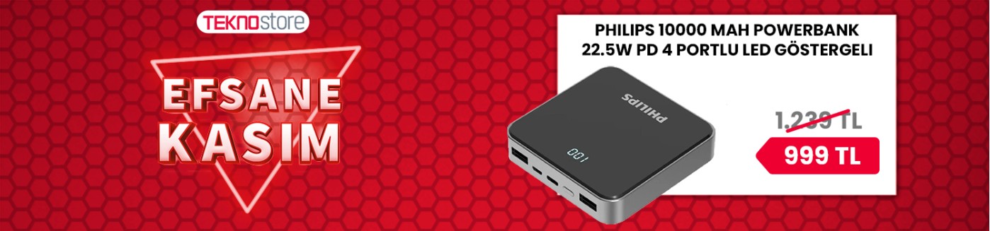 Philips 10000 mAh Powerbank 22.5W PD 4 Portlu LED Göstergeli Taşınabilir Hızlı Şarj Cihazı