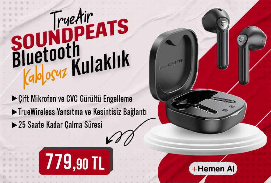 Soundpeats TrueAir2 Bluetooth 5.2 TWS Kablosuz Kulak İçi Kulaklık Siyah