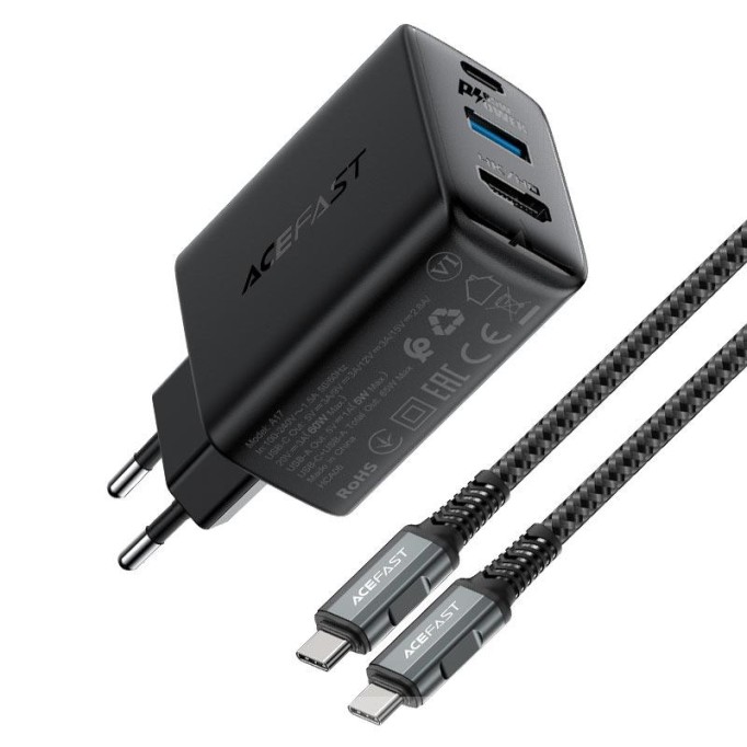 Acefast A17 GaN 65W Type-C PD USB Hub 4K HDMI 100W Kablo ve Şarj Cihazı