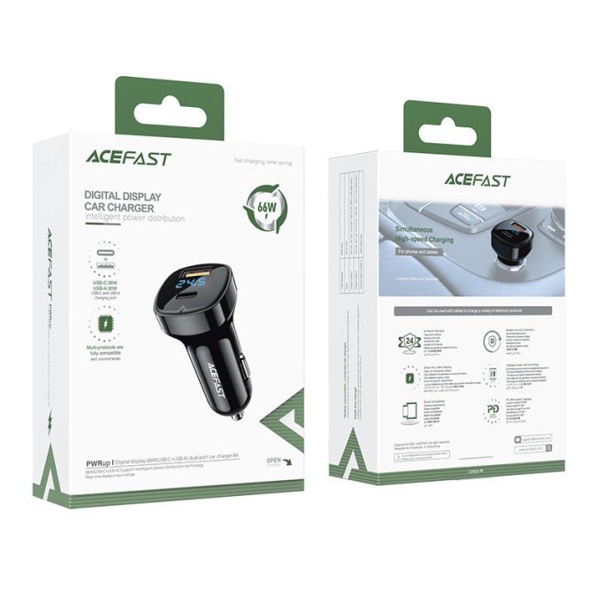Acefast B4 66W Type-C USB Araç Çakmaklık Hızlı Şarj Cihazı