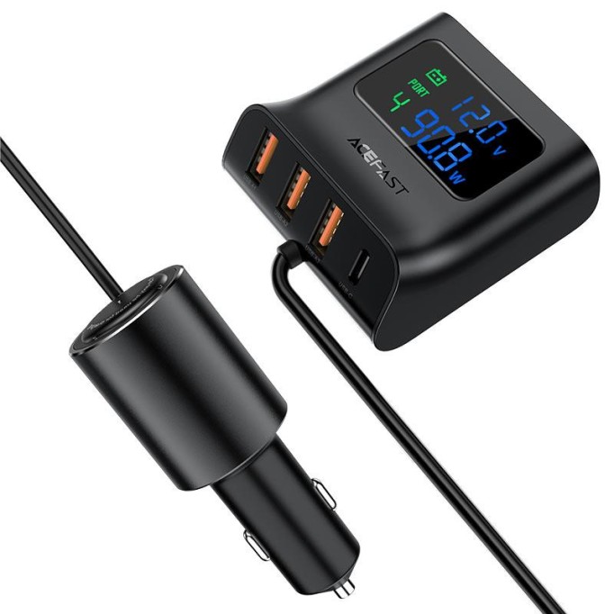 Acefast B8 90W Led Göstergeli 3*USB 1*Type-C Araç Şarj Cihazı