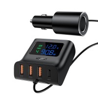 Acefast B8 90W Led Göstergeli 3*USB 1*Type-C Araç Şarj Cihazı