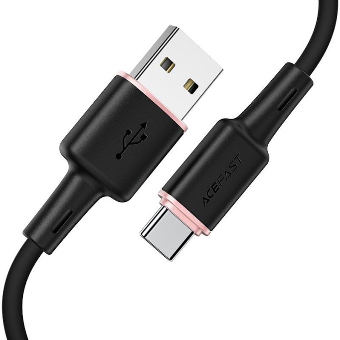 Acefast C2-04 USB Type-C 3A Hızlı Şarj ve Data Kablosu Siyah