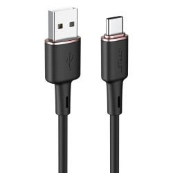 Siyah Acefast C2-04 USB Type-C 3A Hızlı Şarj ve Data Kablosu Siyah