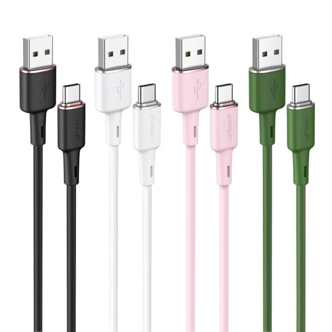 Acefast C2-04 USB Type-C 3A Hızlı Şarj ve Data Kablosu Yeşil