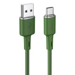 Yeşil Acefast C2-04 USB Type-C 3A Hızlı Şarj ve Data Kablosu Yeşil