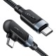 Acefast C5-03 100W 5A Type-C 90° MVP Oyuncular için Hızlı Şarj ve Data Kablosu Gri