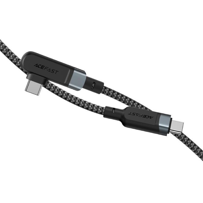 Acefast C5-03 100W 5A Type-C 90° MVP Oyuncular için Hızlı Şarj ve Data Kablosu Gri