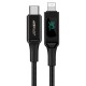 Acefast C6-01 30W 3A Type C to Lightning MFI LED Ekranlı Hızlı Şarj Kablosu Siyah