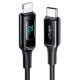 Acefast C6-01 30W 3A Type C to Lightning MFI LED Ekranlı Hızlı Şarj Kablosu Siyah