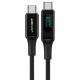 Acefast C6-03 100W 5A PD Type-C to Type-C Led Ekranlı Hızlı Şarj Kablosu Siyah