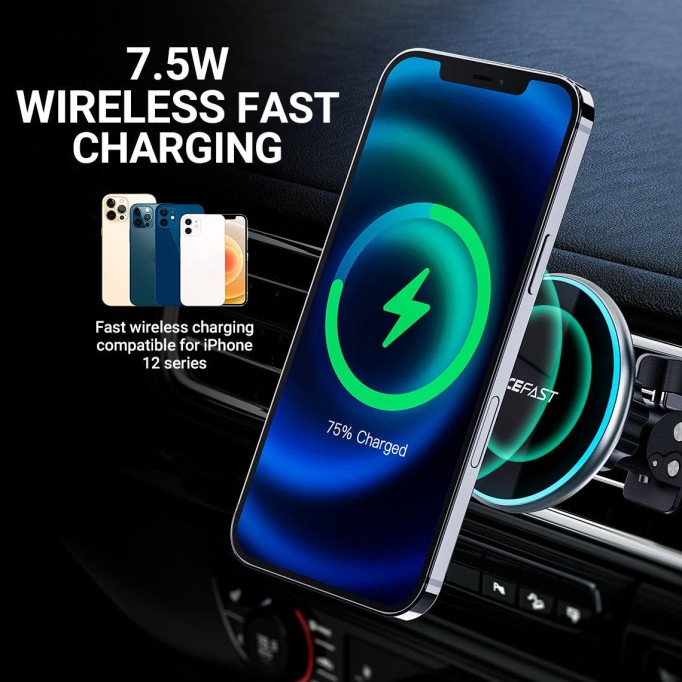 Acefast D3 15W Kablosuz Şarj Destekli Araç İçi Manyetik Telefon Tutucu