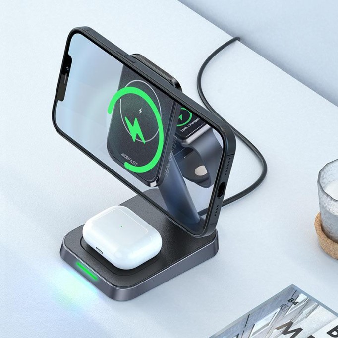 Acefast E3 3’ü 1 Arada Apple Watch, Airpods, iPhone Magsafe Kablosuz Masaüstü Şarj Standı Acefast E3 3’ü 1 Arada Apple Watch, Airpods, iPhone Magsafe Kablosuz Masaüstü Şarj Standı
