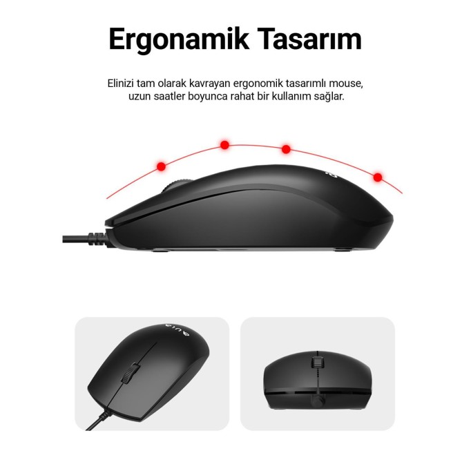 Aula AC101 Kablolu Türkçe Q Klavye ve 1200 DPI Optik Mouse Seti