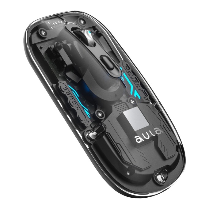 Aula AM210 Dual Mode Bluetooth ve Kablosuz 1600DPI RGB Şeffaf Şarjlı Mouse