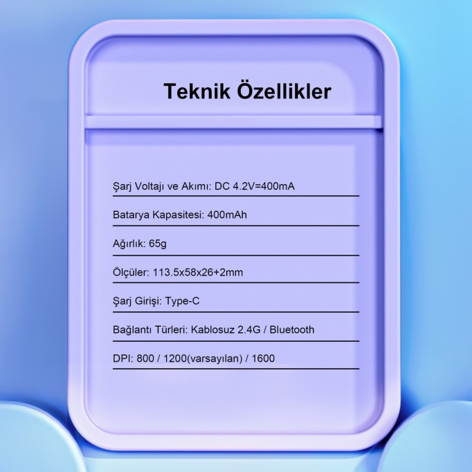 Aula AM210 Dual Mode Bluetooth ve Kablosuz 1600DPI RGB Şeffaf Şarjlı Mouse