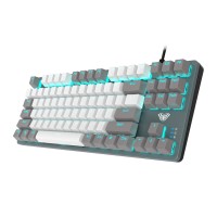 Aula F3287 Mavi Işıklı Kablolu Mekanik İngilizce Q TKL Gaming Oyuncu Klavyesi